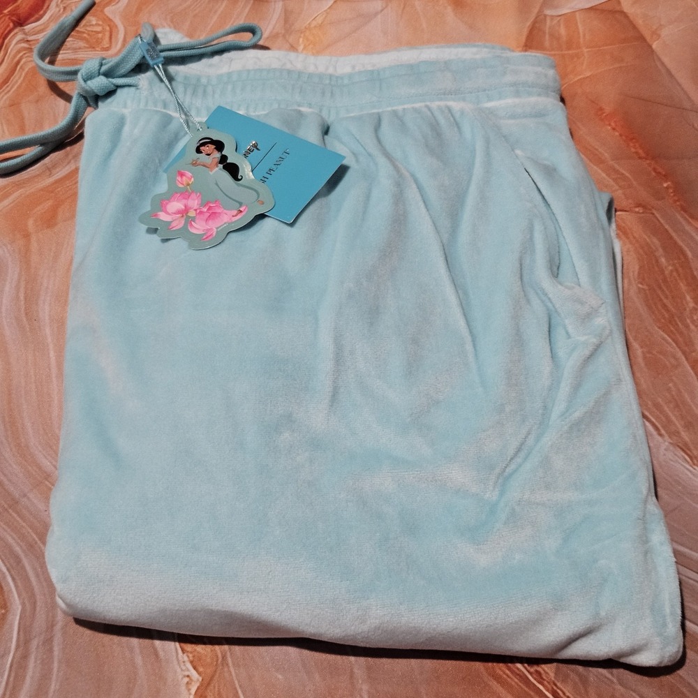 Posh Peanut Disney Princess Jasmine Womens 2XL Blue Velour Jogger Pants NWT